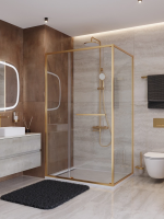 Душевой уголок Cezares Lux LUX-AH-FS-11-120/90-C-BORO 120x90 см, профиль золотой матовый, стекло прозрачное