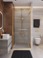 Душевая дверь Cezares Lux LUX-B-FS-1-90-C-BORO 90 см, профиль золотой матовый, стекло прозрачное