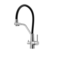 Смеситель для кухни Sancos Нола (Nolia) SC12003SS хром, матовый черный, нержавеющая сталь, рычажный