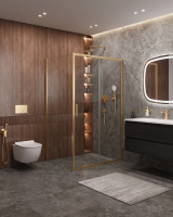Душевой уголок Cezares Molveno MOLVENO-AH-11-120/90-C-BORO-IV 120x90 см, профиль золотой матовый, стекло прозрачное