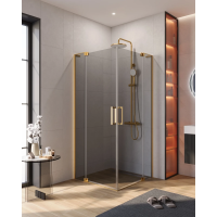 Душевой уголок Cezares Slider SLIDER-A-2-100/110-GRIGIO-BORO 100-110x100-110 см, профиль золотой матовый, стекло графитовое
