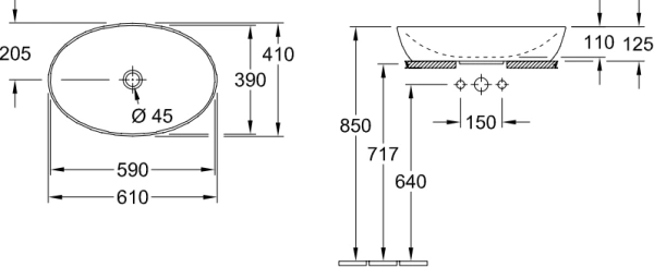 раковины villeroy & boch artis 419861r1 накладная, 61x41xh12,5см, альпийский белый с ceramicplus