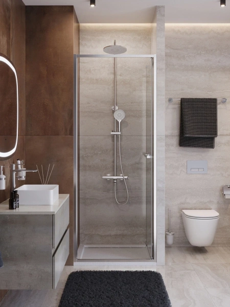 душевая дверь cezares lux lux-b-fs-1-80-c-cr 80 см, профиль хром, стекло прозрачное