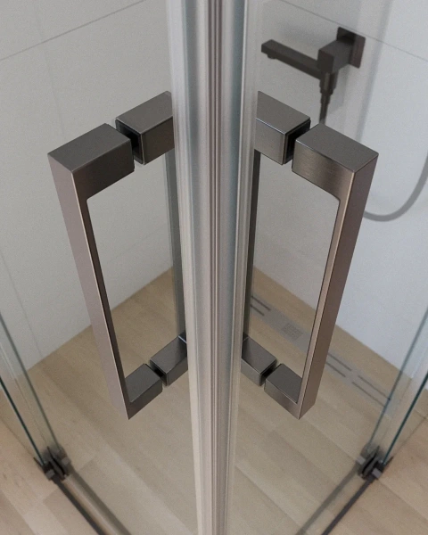 душевой уголок cezares slider slider-ah-2-70/80-80/90-c-gm 80-90x70-80 см, профиль оружейная сталь матовый, стекло прозрачное