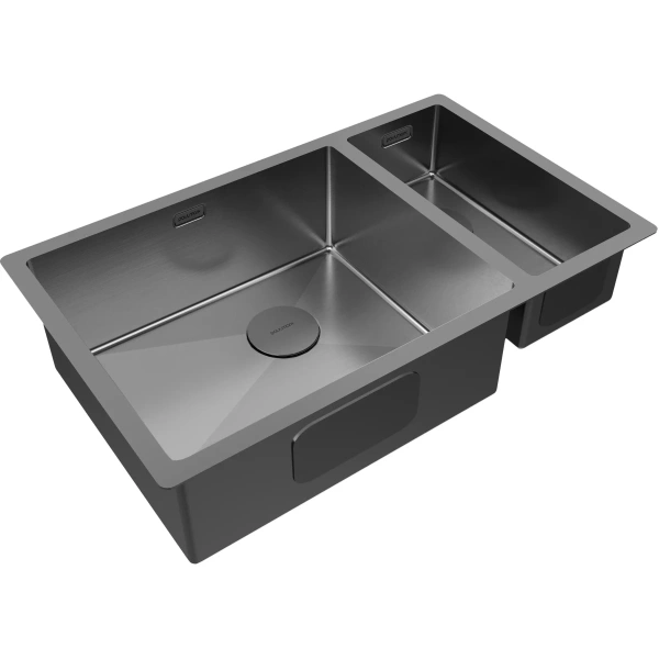 кухонная мойка paulmark next pm226944-gml 69x44 см, вороненая сталь
