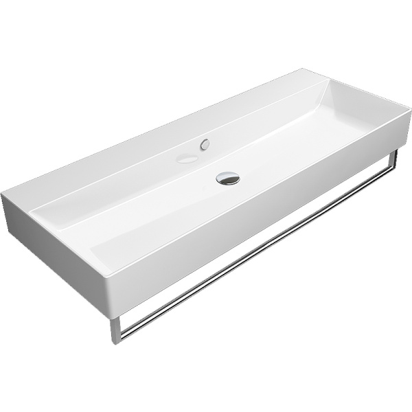 раковина gsi kube x 9424011 подвесная, 120x47 см, цвет bianco lucido