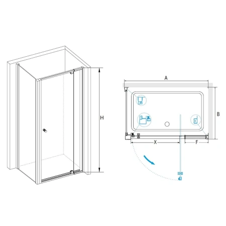 душевой уголок rgw passage pa-44b 41084489-014 80х90 профиль черный, стекло прозрачное